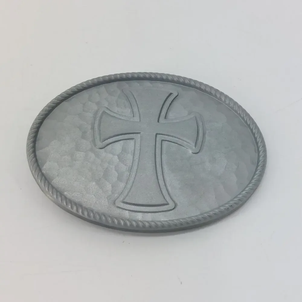 Cross Belt Buckle Great American Products 2006 Christian Oval Hammered